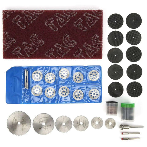 88 Piece Electric Sander Accessory Kit with circular saw blades, sandpaper, grinding discs, 8 hole saw blades, for cutting and grinding