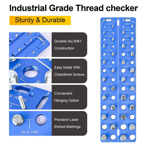 30 In 1 Nut And Bolt Thread Checker All In One Standard And Metric Thread Gauge Tool displayed with features and sizes