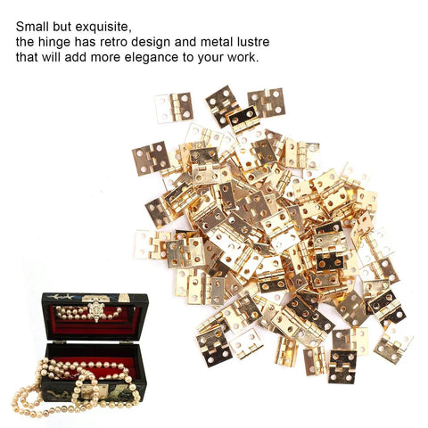 100 Piece Set Tiny Metal Mini Hinges With Screws For Dollhouse Furniture Cabinets Closets And Miniature Boxes Retro Style