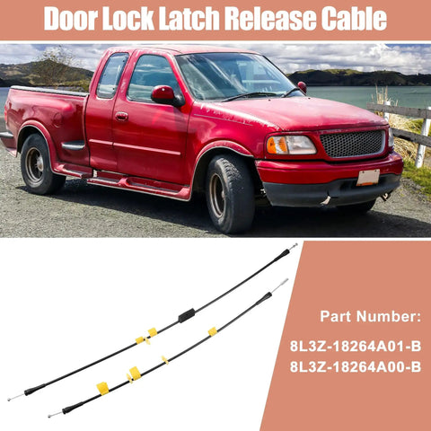 Two Piece Rear Upper Left And Right Door Latch Release Cables Kit For Ford F150 Extended Cab 2004 2008 And Lincoln Mark LT