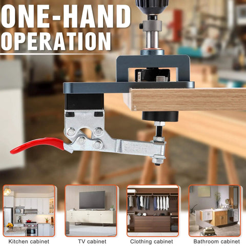 All Metal Concealed Hinge Jig With 35Mm Drilling Hole Template Quick Clamp for Accurate Hinge Mounting on Cabinets and Doors Woodworking Tool Gray