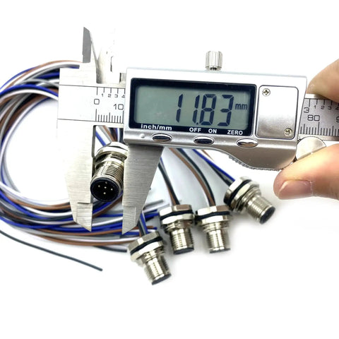 Caliper measuring M12 5 Pin A Coded Front Mount Male Connector Cable IP67 Waterproof Unshielded for Sensor Receptacle