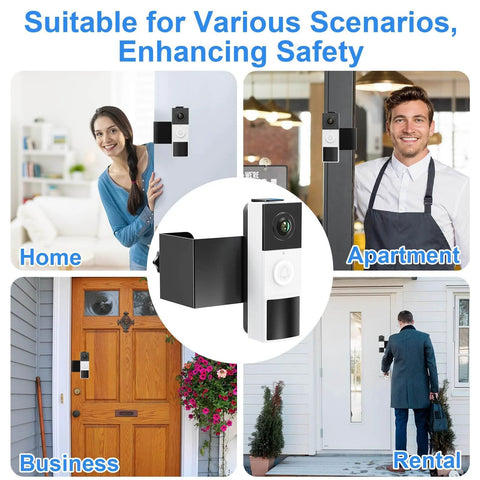 No Drill Anti Theft Doorbell Mount For Video Doorbells Compatible With Tapo Cameras in various settings like home and apartment.