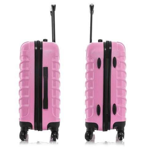 Durable Pink 20 Inch Carry On Lightweight Hardside Luggage With Spinner Wheels And Trolley Handle From InUSA side view