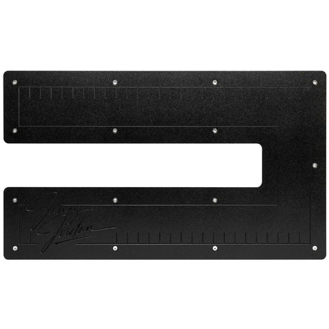 Top view of Signature Series Metal Fabrication Plate Bead Roller Table with textured HPDE top and engraved reference rule