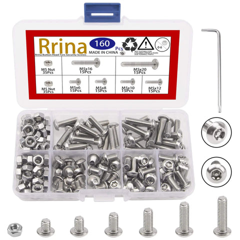 304 Stainless Steel Torx Security Screws Tamper Resistant Assortment Kit With M5 Screws And Nuts for indoor outdoor use