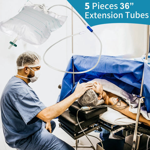 VWJ 5-piece urinary drainage bag extension tubing, 36-inch clear flexible catheter drain tube for urine bags