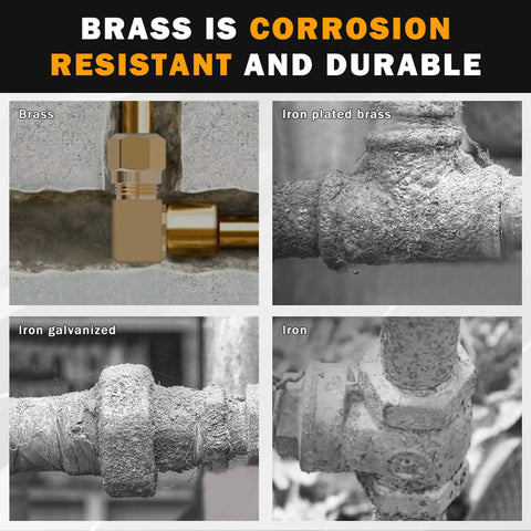 DOT brass compression fittings, 5 pcs, 1/4 in. tube to 1/4 in. NPT, 90 deg elbow; brass fitting with corroded pipes