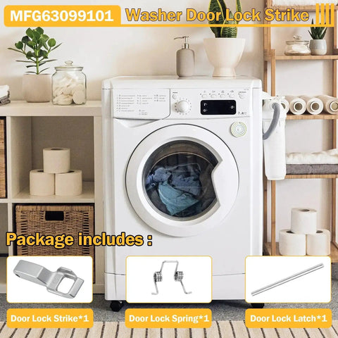 Washer Door Lock Hook And Strike Assembly For LG And Kenmore Washers - Replaces 4026ER4004B And More, MFG63099101 package