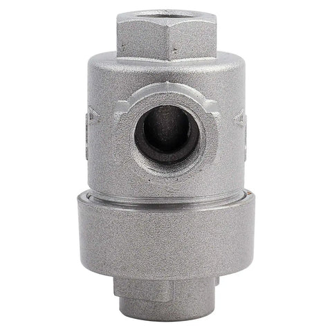 Quick Exhaust Valve For Pneumatic Systems, One Quarter Inch BSPT Threaded Aluminum, front view of one-way air release valve