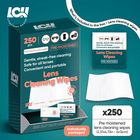 Box of 250 Count Lens Wipes For Eyeglasses Cameras And Screens Pre Moistened