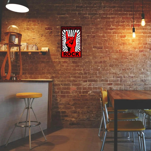 Music Tin Sign For Rock Fans Xanovir Metal Guitar Wall Decor 8x12 Inches With Pre Drilled Holes For Easy Hanging in cafe setting