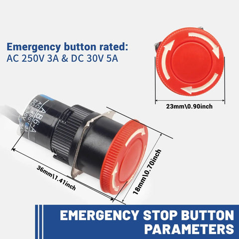 Emergency Stop Button for Limit Switch Kit With Emergency Stop For CNC Routers Featuring 6 Micro Switches 2 Pin Connector 80cm Cable