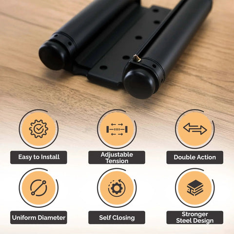 Adjustable Double Action Spring Hinge For Saloon And Cafe Doors Self Closing Dual Swing Door Hardware 6 Inch Matte Black Finish