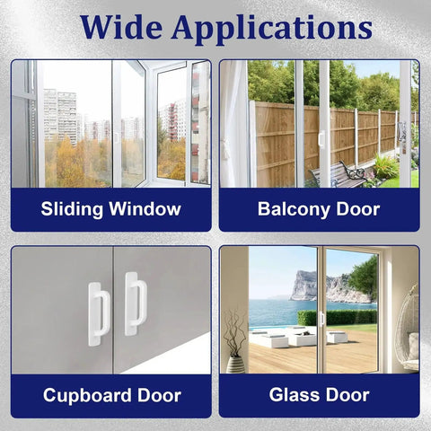 Two Pack Adhesive Cabinet Handles Stick On No Drill Pulls application on sliding window, balcony door, cupboard door, glass door