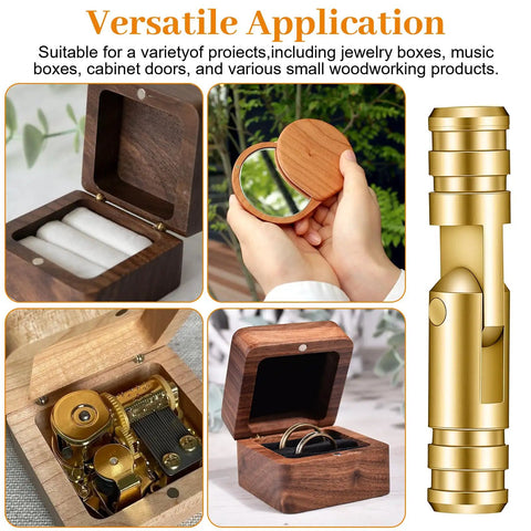Hidden Brass Barrel Hinges For Wooden Boxes 4x20mm Pack Of 50 shown in jewelry boxes and small woodworking projects.