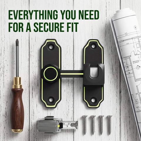 Glow In The Dark Barn Door Lock With 90 Degree Flip Latch, Safety Bolt For Sliding Doors In Bathroom Garden Garage And Pet Cage