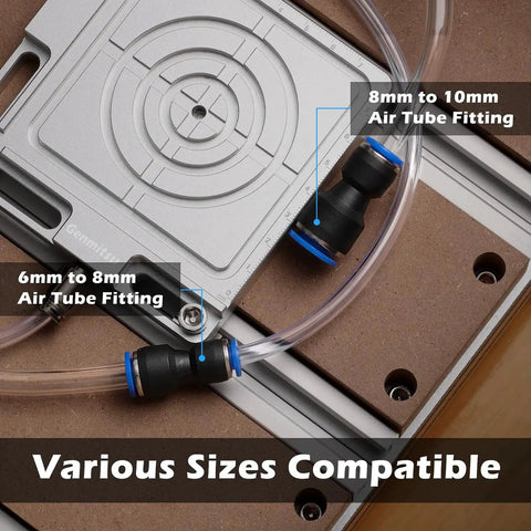 Aluminum No Fuss Vacuum Clamp Pod For CNC Routers And Milling Projects, 4.7 X 4 X 0.6 Inch with air tube fittings