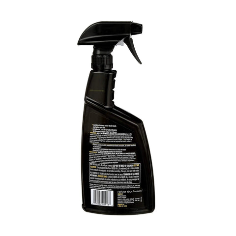 Back view of 24 oz Meguiars Fast Acting All Wheel Cleaner That Destroys Brake Dust, acid free, pH balanced.