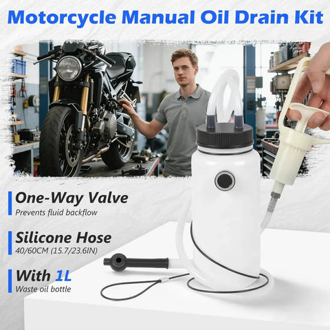 BELEY brake bleeder kit with 1L waste bottle, white plastic body and 23.6in silicone hose
