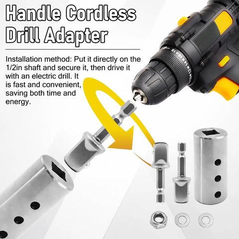 Heavy Duty Trailer Jack Drill Adapter Half Inch Hex Socket For One Inch Drive Shaft Stainless Steel Cordless Drill Attachment
