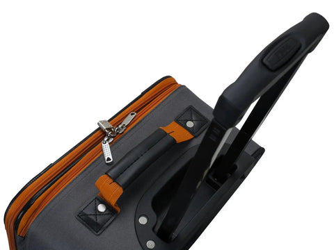 Expandable Softside Upright Luggage Set In Charcoal, 20-inch upright with telescoping handle and ergonomic padded grips by Rockland.