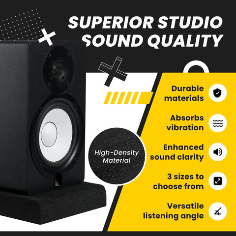 Studio Monitor Isolation Pads For 5 Inch Monitors, 2 Pack, High Density Acoustic Foam Reduces Vibration, Speaker on Pad