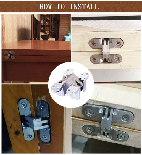 Stainless Steel 304 Hidden Hinge With Silent Close For Doors, Concealed Mount Folding Door Hardware, 25x118mm installation view