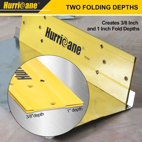 12 Inch Folding Sheet Metal Tool For HVAC Duct Bending And Forming, Dual Depth Capacity At Three Eighths Inch And One Inch