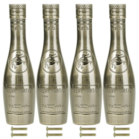 Wine Bottle Shaped Cabinet Drawer Knobs 4-Piece Set Made From Zinc Alloy Vintage Retro Style Blue Ancient Finish Perfect for Kitchen Cabinets Cupboards and Drawers Durable Hardware for Homes