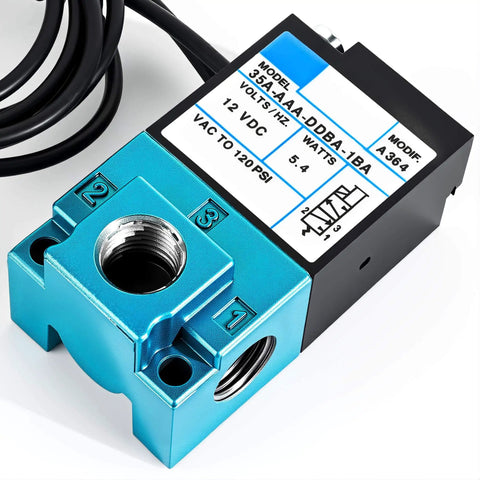 12V 5.4W 3-Port Electronic Boost Control Solenoid Valve With Carbon Steel Body And Brass Fittings, 6mm Threaded Connector