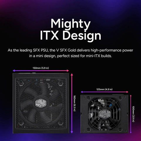 Dimensions of V850 SFX Gold 850W Fully Modular ITX Power Supply for Small Form Factor Builds, 80 Plus Gold Certified