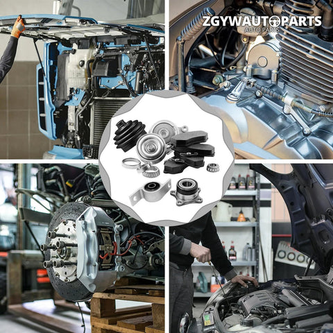 Collage showing car engine parts and focus on Front Wheel Bearing Replacement For Ford Transit Connect 2.0L 2010 2011 2012 2013 OE Fitment