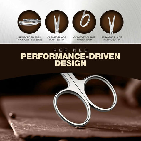 Two Piece Nose And Eyebrow Scissors Set For Men And Women Stainless Steel Small Grooming Scissors With Curved And Rounded Heads