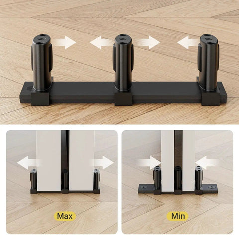 Adjustable Three Roller Sliding Closet Door Floor Guide For Bypass Double Doors Black Floor Mount Barn Door Bottom Guide