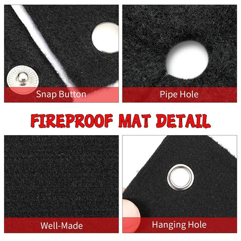 Close-up of Two 12x12 Inch Welding Blankets With Cutout Opening And Snap Button Wrap For Hands Free Soldering, brazing protection