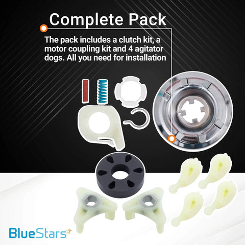 BlueStars washer clutch kit and motor coupling kit with four agitator dogs.