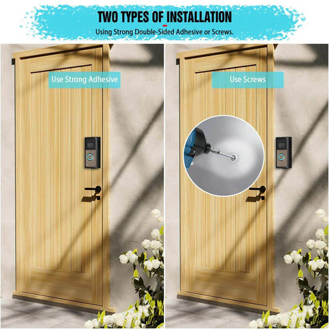 No Drill Doorbell Mount for Ring Battery Video Doorbell 2 3 4 2020 Release 2024 Release Plus Pro with adhesive or screws