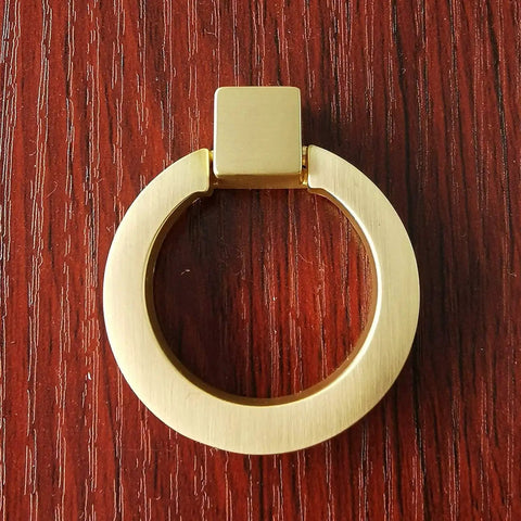 6 Pcs Brushed Brass Cabinet Ring Pulls Set In Zinc Alloy With Durable Single Hole Design Includes 22mm And 40mm Screws