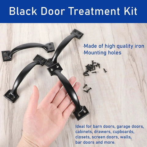 4 Pack 6 Inch Cabinet Door Handles Vintage Barn Door Pulls with screws, shown on wood surface, ideal for furniture and gates