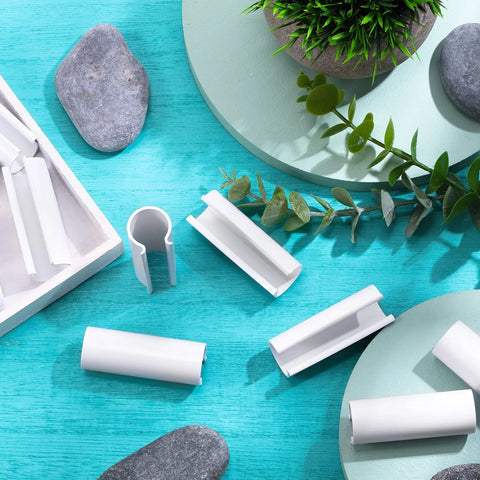 Jetec 32-pack white PVC pipe clips, 2.4 in long for 1/2 in PVC pipe; ideal for pool covers and greenhouses.