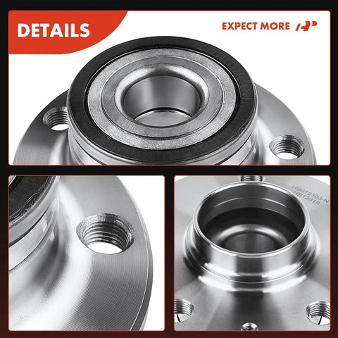 Close-up of Two Piece Rear Wheel Bearing And Hub Assembly Set For Audi And Volkswagen Vehicles 2005 To 2022.