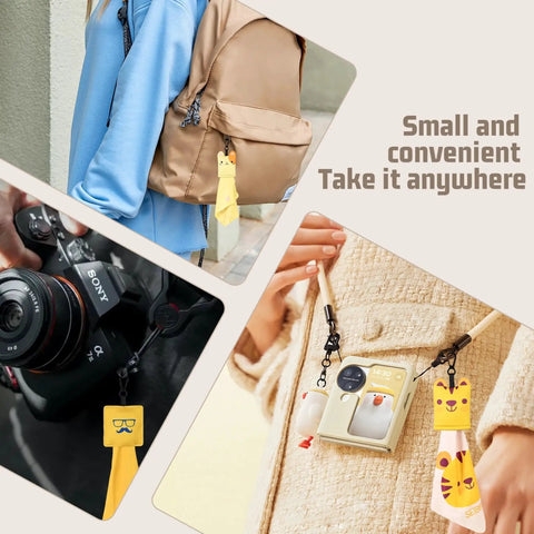 Three images showing Six Pack Premium Microfiber Glasses Cleaning Cloths For Eyeglasses And Screens clipped to bags and cameras.
