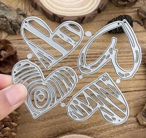 Heart Frame Metal Die Cuts Set Of 4 for Scrapbooking and Card Making DIY Photo Embossing Stencils 9.4x7.7 cm silver hearts