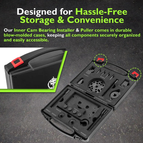 Cam Bearing Engine Repair Tool Kit For Twin Cam 1999 To 2017 with sturdy black storage case