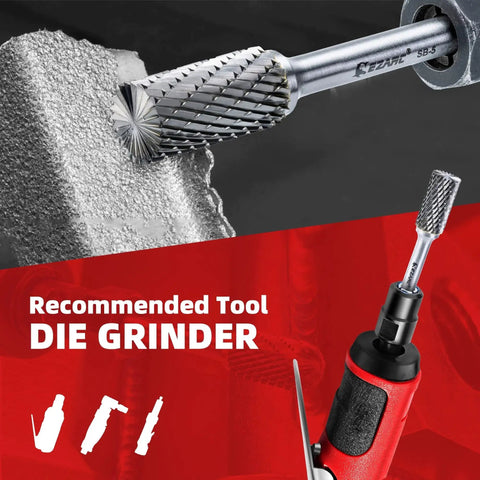 Double Cut Tungsten Carbide Rotary Burr Bit SB-5 For Metalworking With One Quarter Inch Shank and Die Grinder