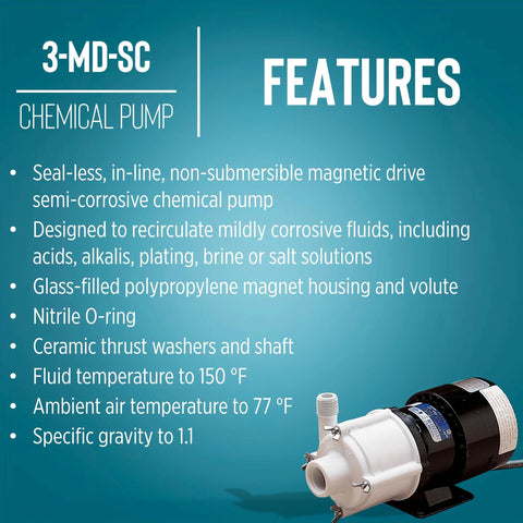 Little Giant 115V 1/12 HP, 750 GPH, 3-MD-SC non-submersible magnetic pump; black/white, 6 ft cord, Amazon
