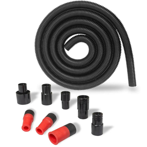 10 Foot Dust Collection Hose Kit With 8 Attachments For Most Power Tools And Shop Vacuums, Sili Flex Fittings Displayed