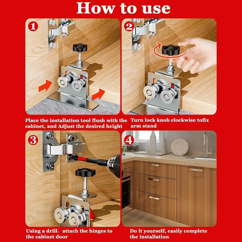 Pro Grade Cabinet Hinge Jig For Precise Door Installations, Heavy Duty Adjustable Clamp Template And Mounting Guide for use