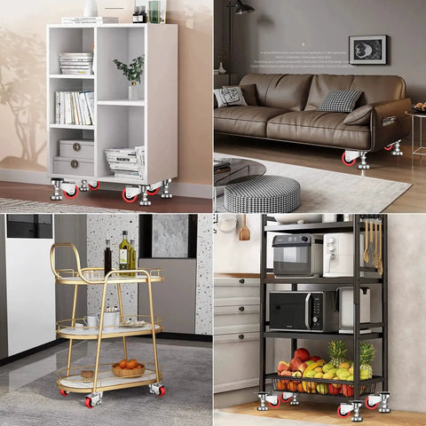 Furniture and storage units with 3 Inch Leveling Plate Caster Wheels With Adjustable Anti Vibration Foot Pads Heavy Duty Swivel Casters